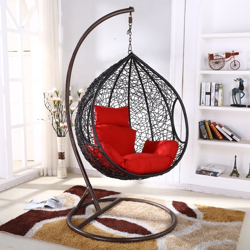 Outdoor Single Double Seat Garden Furniture Rattan Hanging Egg Chair Patio Swings with Stand