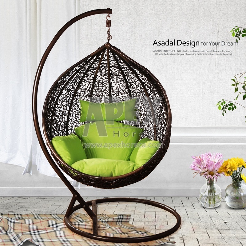 Outdoor Single Double Seat Garden Furniture Rattan Hanging Egg Chair Patio Swings with Stand