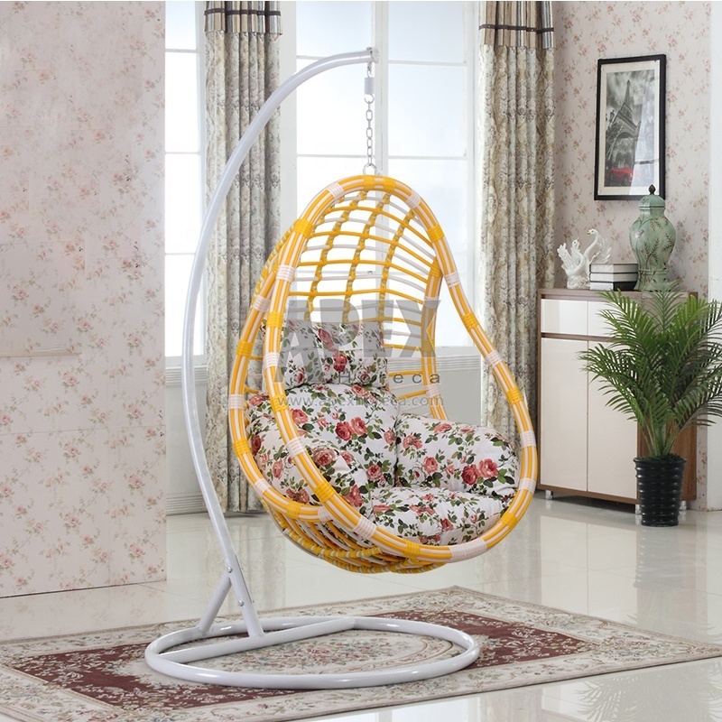 Metal Wicker Shape Cushions Outdoor Swing Patio Hanging Double Seat Cheap Rattan Egg Chair With Stand