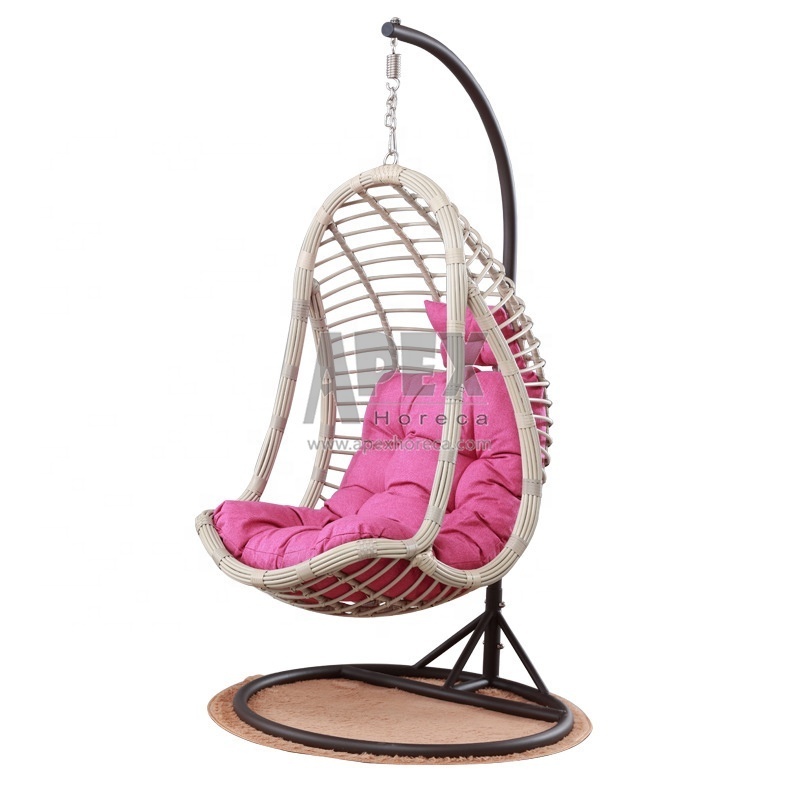 Metal Wicker Shape Cushions Outdoor Swing Patio Hanging Double Seat Cheap Rattan Egg Chair With Stand