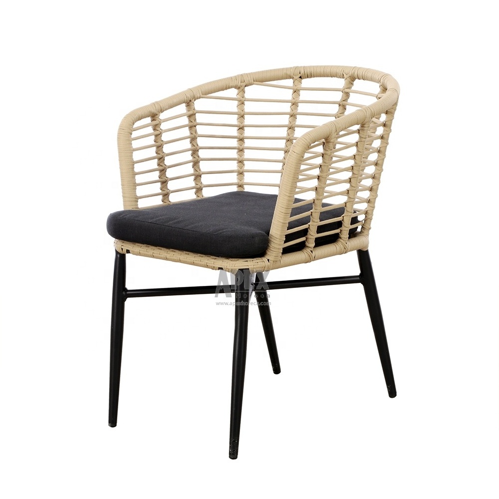 Outdoor Patio Furniture Wholesale Modern Cafe Garden Stackable Restaurant Woven Peacock Plastic Rattan Wicker Dining Chairs