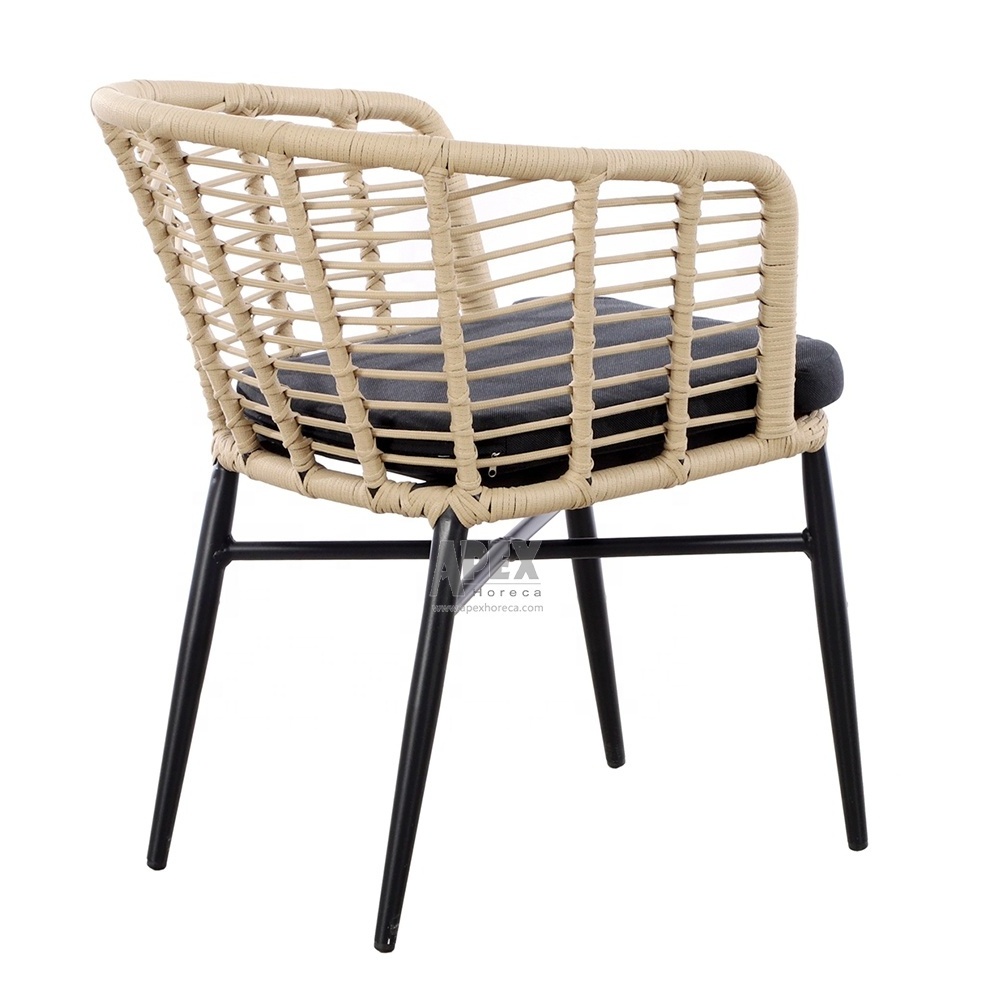 Outdoor Patio Furniture Wholesale Modern Cafe Garden Stackable Restaurant Woven Peacock Plastic Rattan Wicker Dining Chairs