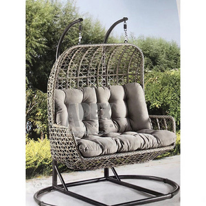 High Quality Metal Frame Cheap Double Hanging Egg Chair Outdoor Patio Hanging Wicker Chair Double