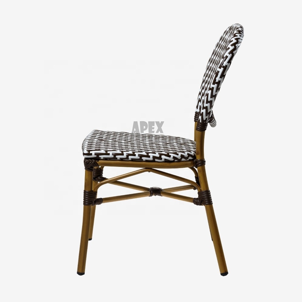 Rattan Furniture Restaurant Outdoor Coffee set Dining Metal bamboo Bistro Chair