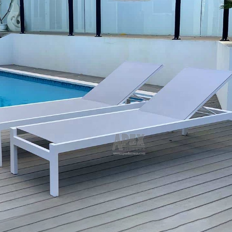 Mesh Fabric Aluminum Frame Beach  Sun Lounger Chaise Lounge Pool Bed Outdoor Sunbed Sun Bed