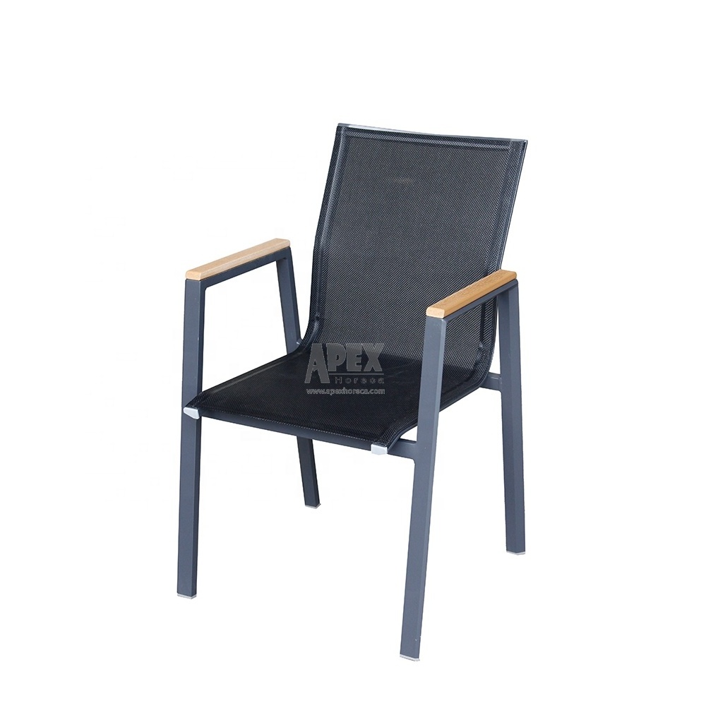 Outdoor Dining Chair With Poly wood Armrest Aluminum Stackable Chair Patio Garden Chair