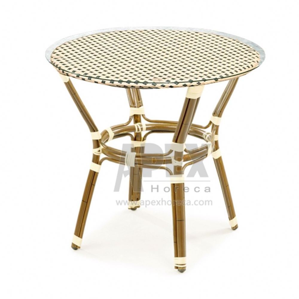 Wholesale Discount Bistro Outdoor Balcony French Cafe Rattan Wicker Table And Chair