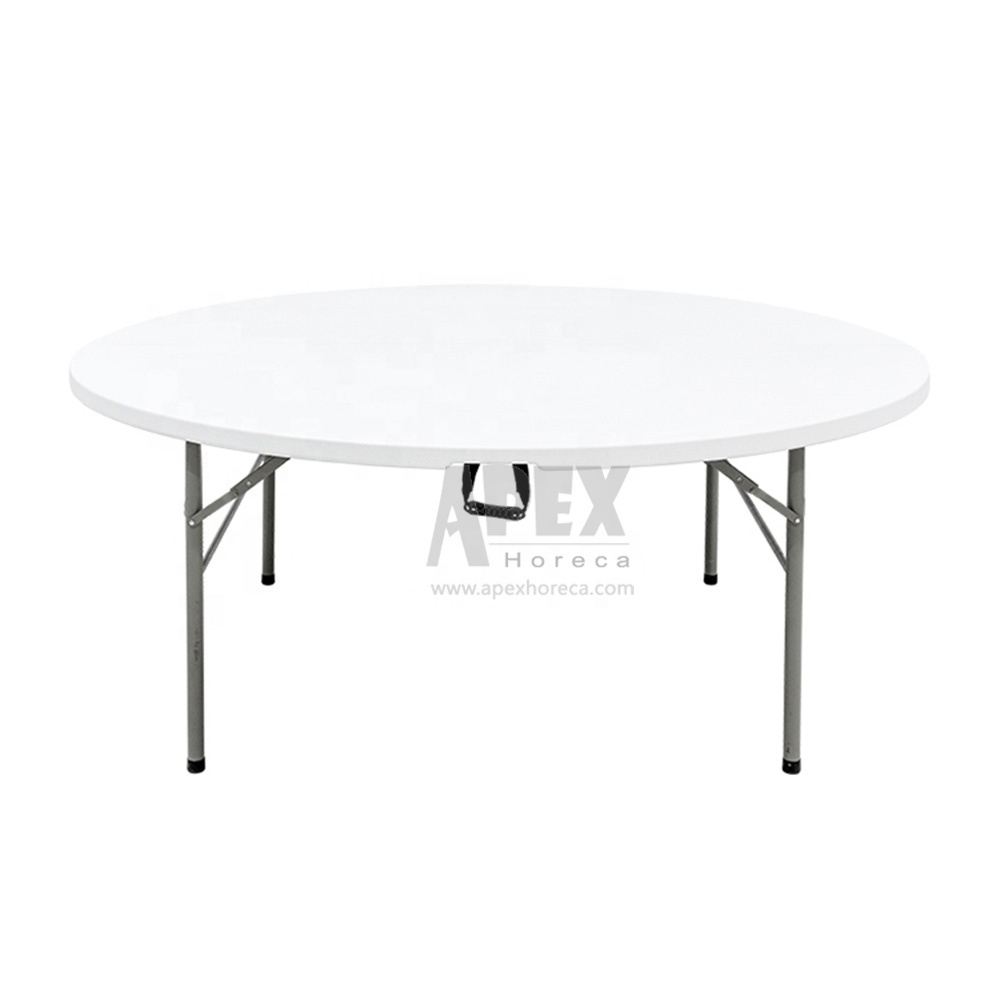 Plastic Folding table round used for banquet outdoor wedding folding tables 6 ft HDPE table chairs