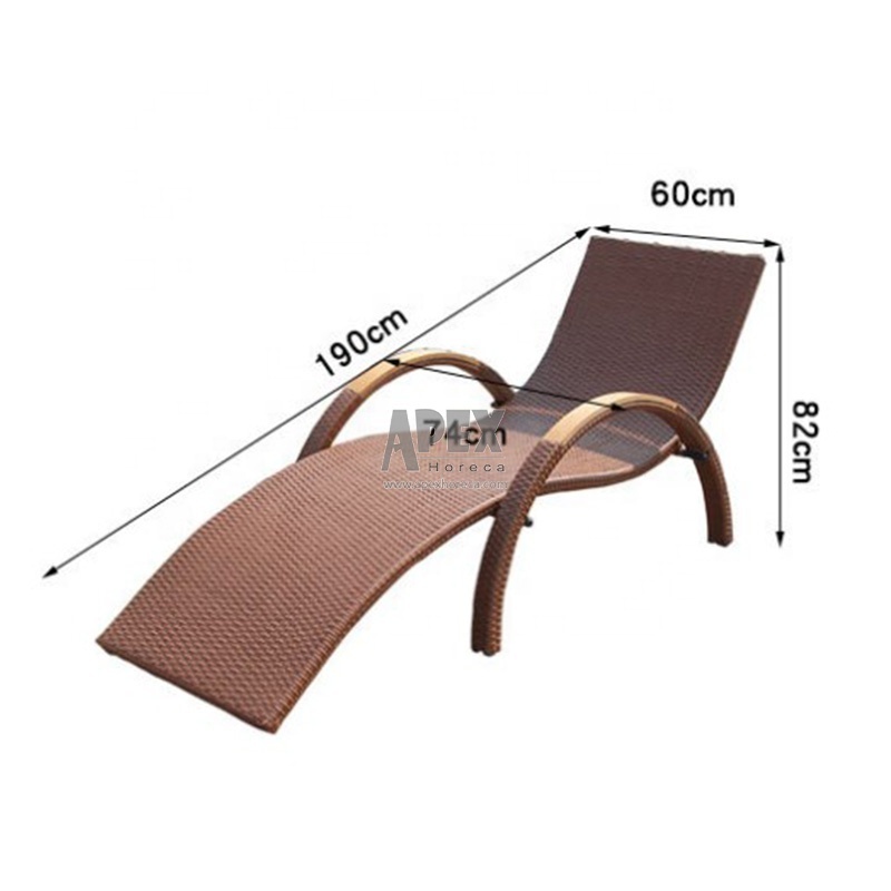 Outdoor Beach Rattan Sun Chaise Lounger Chair For Garden And Pool Tan Outdoor Pool Chairs