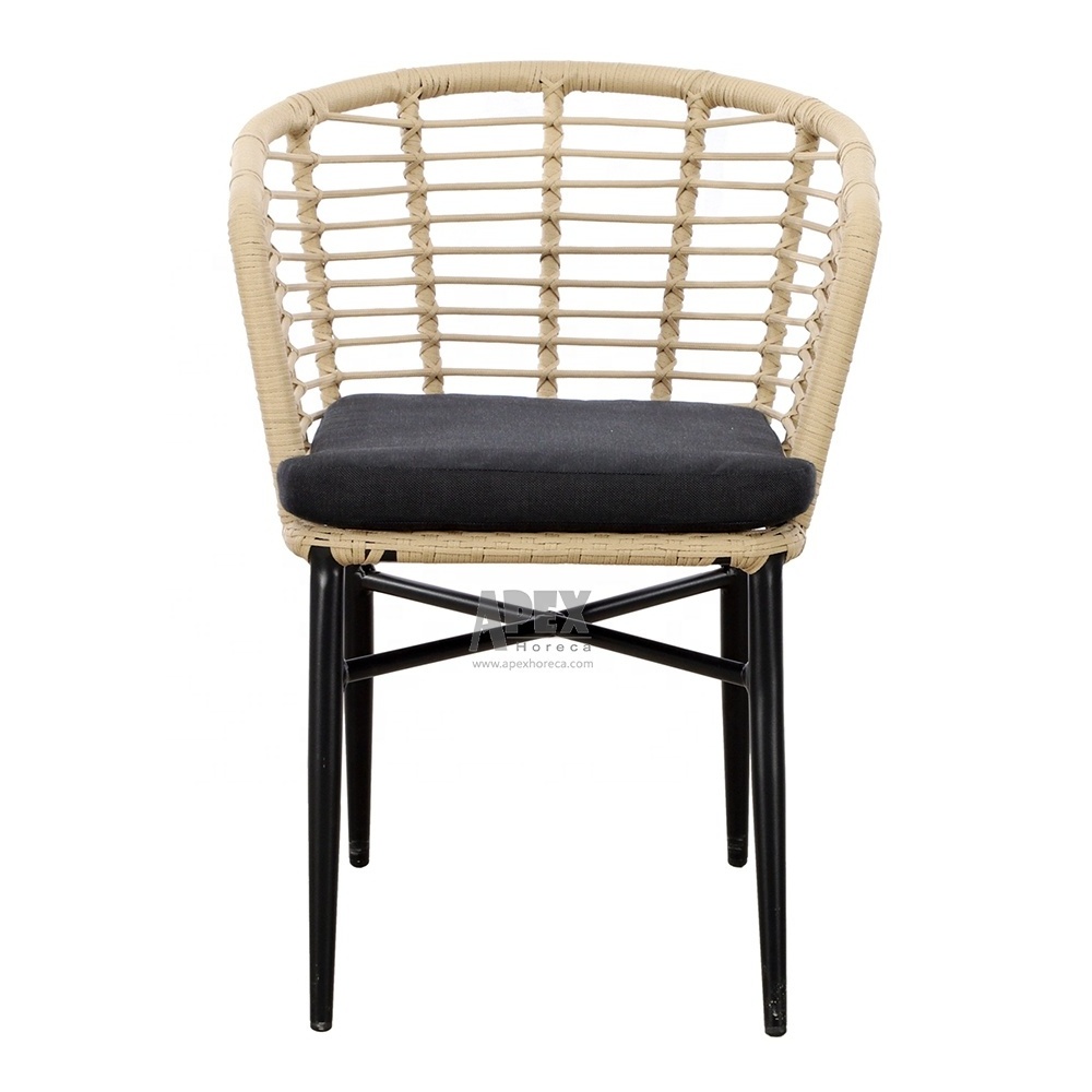 Outdoor Patio Furniture Wholesale Modern Cafe Garden Stackable Restaurant Woven Peacock Plastic Rattan Wicker Dining Chairs