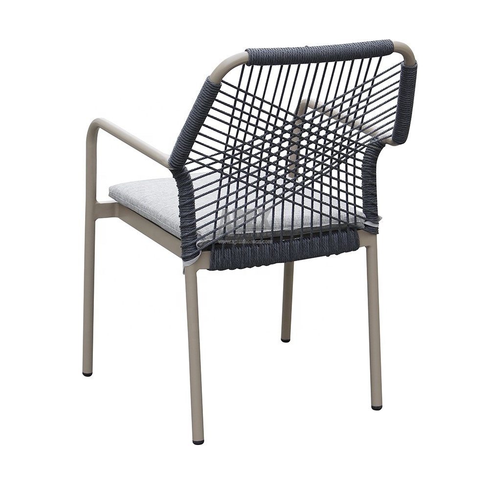 Unique Design Outdoor Furniture 100% Hand Weaving Rope rattan wicker chair with armrest