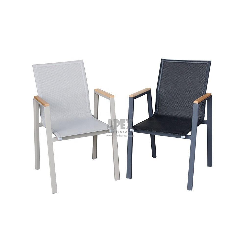 Outdoor Dining Chair With Poly wood Armrest Aluminum Stackable Chair Patio Garden Chair