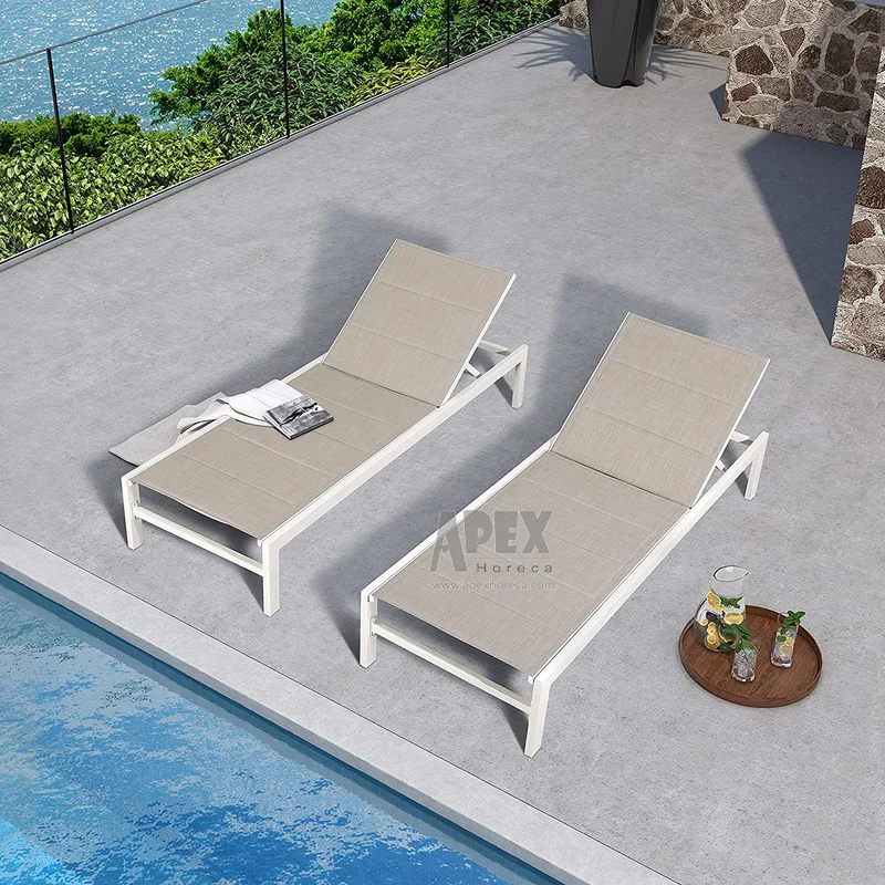 Apex Waterproof fabric Hotel Outdoor Sun Lounger Poolside Chaise Lounge Chair