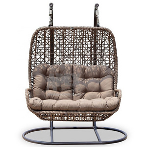 2021 Hot Selling Indoor Hanging Rattan Wicker Double Seat Garden Egg Chairs Factory Delivery Patio Outdoor Swing Chair