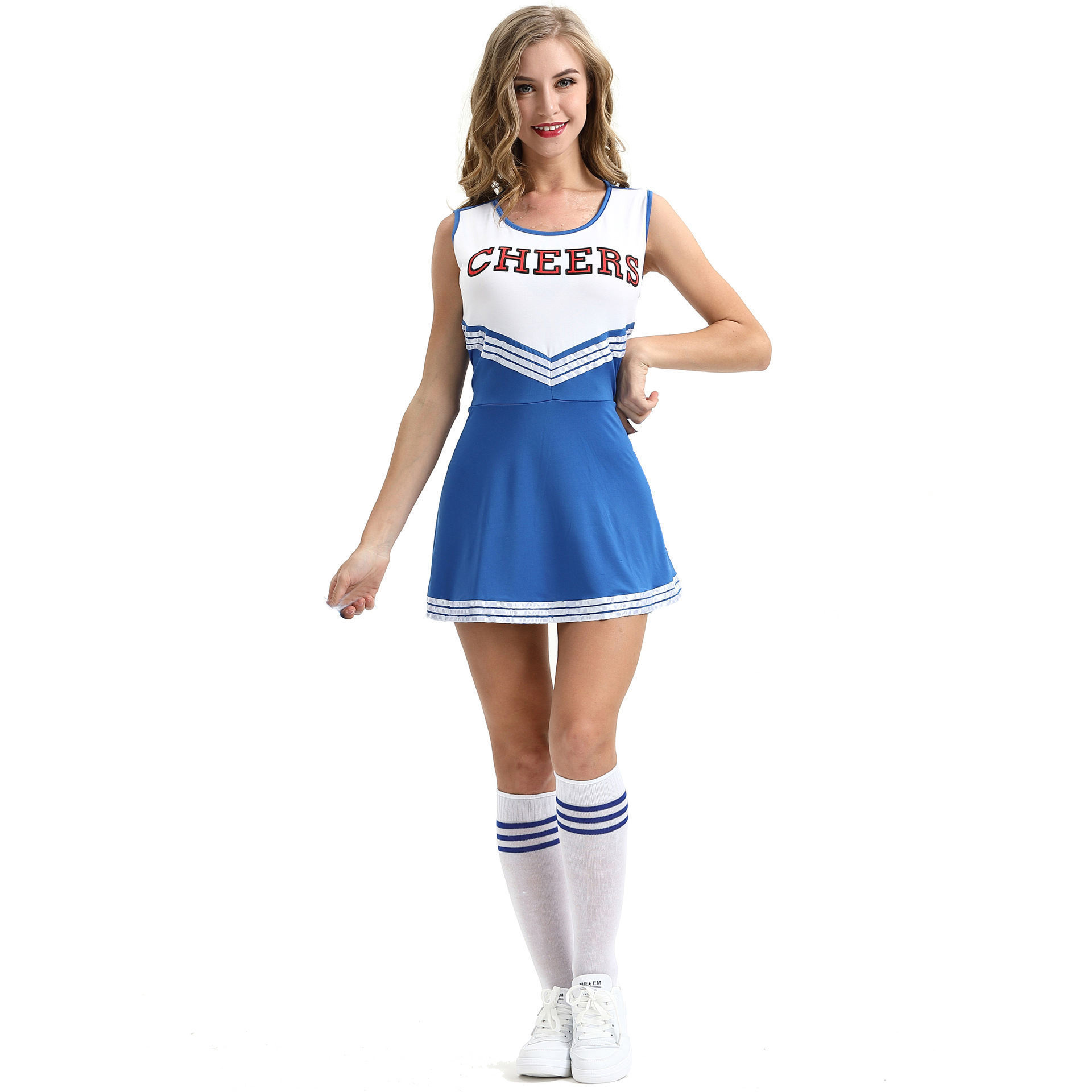 Design High Quality Cheerleading Uniform Dress Top Quality New Women Black Red Orange Light Blue Dark Shiny OEM Fabric