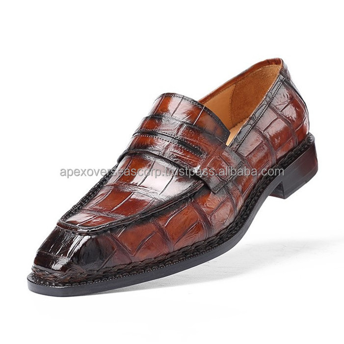 New Design Slip On Real Exotic Crocodile Skin Genuine Crocodile Leather Men Loafer Shoes, Men Loafer Shoes Genuine Cow Leather