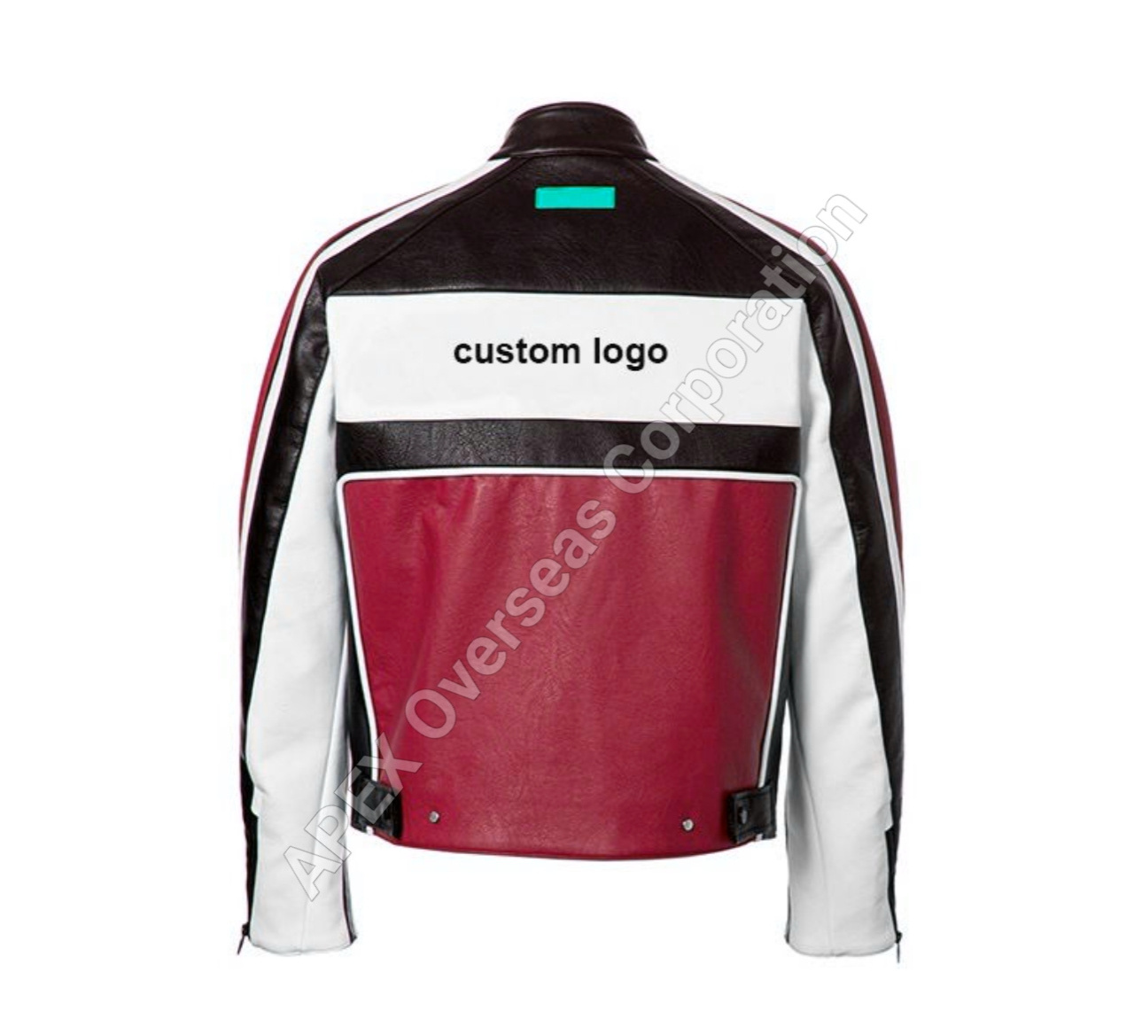 2023 New OEM Logo Custom Design Red Color Retro Classic Leather Motorcycle Jacket Logo Patch Leather Racing Jacket for Men