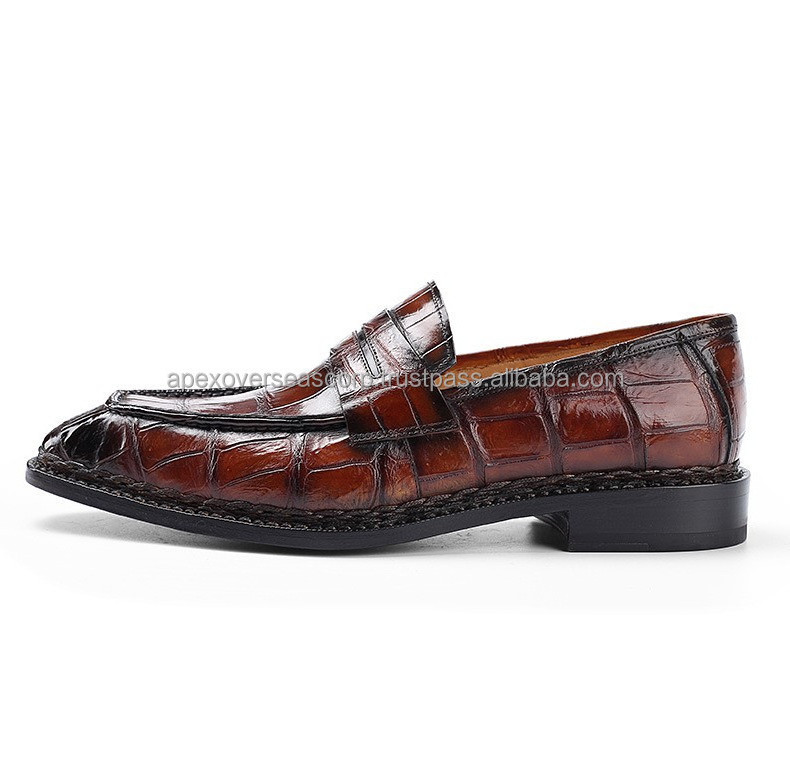 New Design Slip On Real Exotic Crocodile Skin Genuine Crocodile Leather Men Loafer Shoes, Men Loafer Shoes Genuine Cow Leather