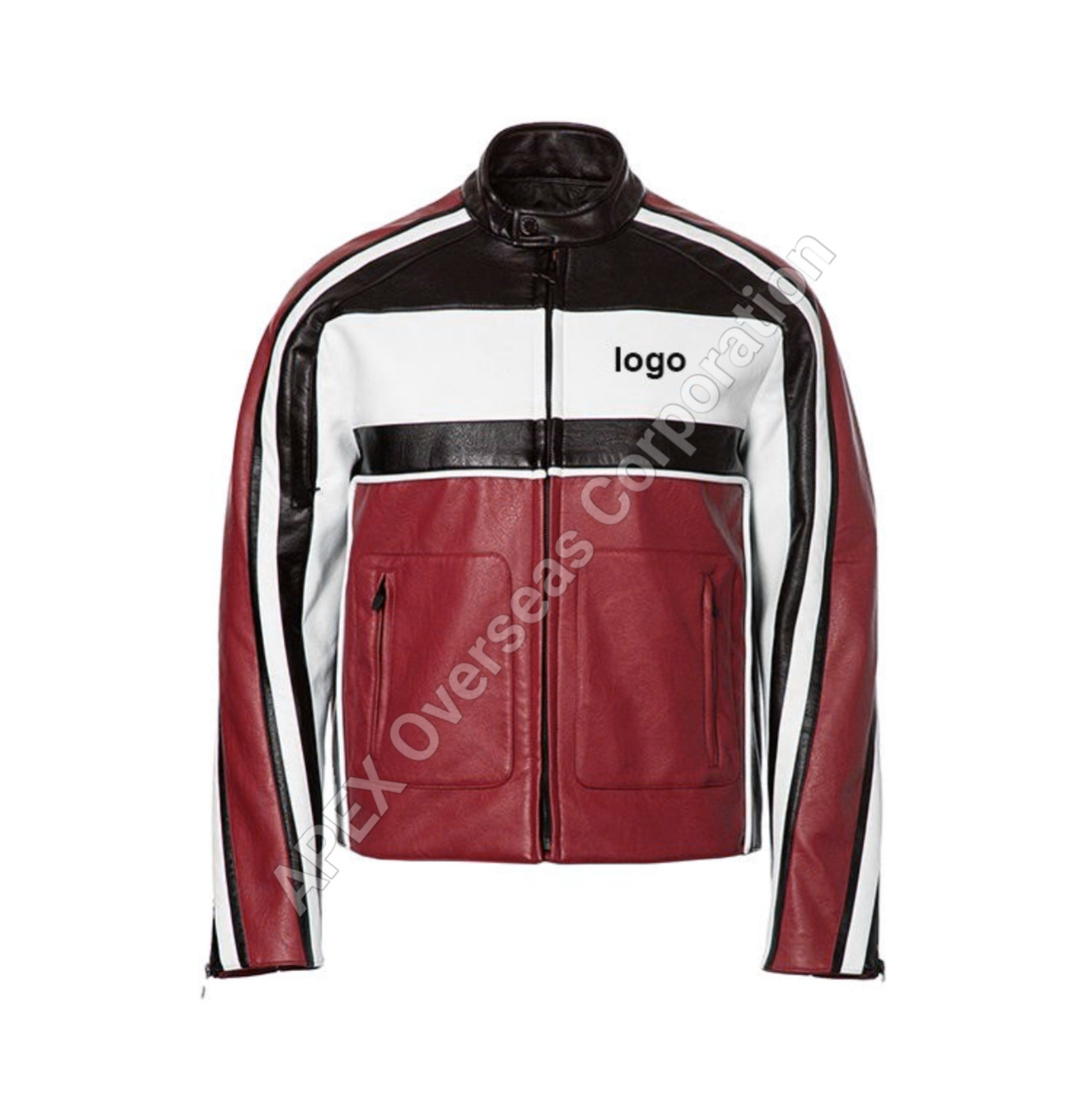 2023 New OEM Logo Custom Design Red Color Retro Classic Leather Motorcycle Jacket Logo Patch Leather Racing Jacket for Men