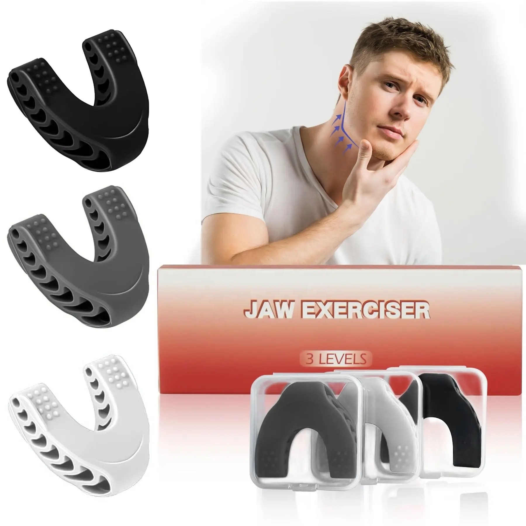 APEX SPORT Low MOQ High Quality Jaw Exerciser for Men Women Multiple Resistance Levels Silicone Jawline Shaper Define Your Face