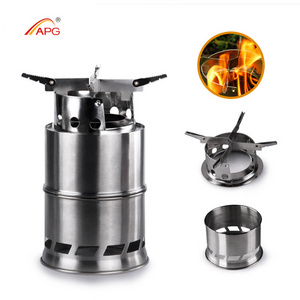 2022 APG Portable Stainless Steel Folding Outdoor Survival Tactical Camping Mini Wood Stove