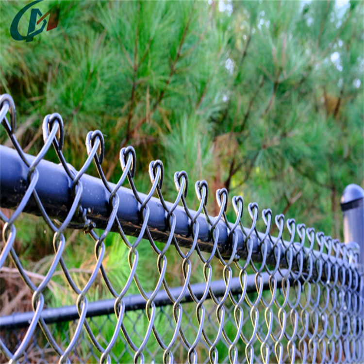 Black Powder Coated Metal Security Garden Fencing Construction Sites Chain Link Fence