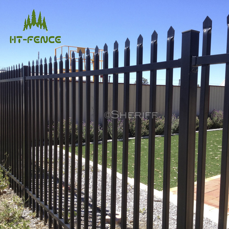 HT-FENCE Powder Coated Wrought Iron Picket Weld Fence Picket Spear Top Fencing