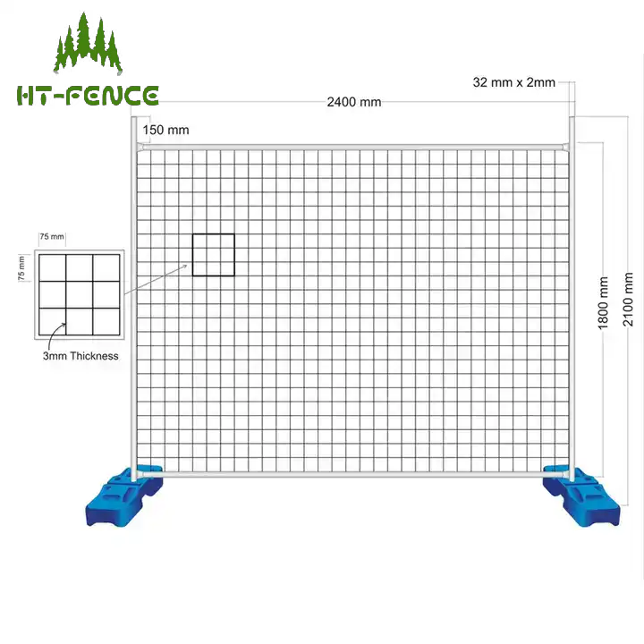 HT-FENCE Portable removable 6x12 temp metal fencing mesh temp fence panel