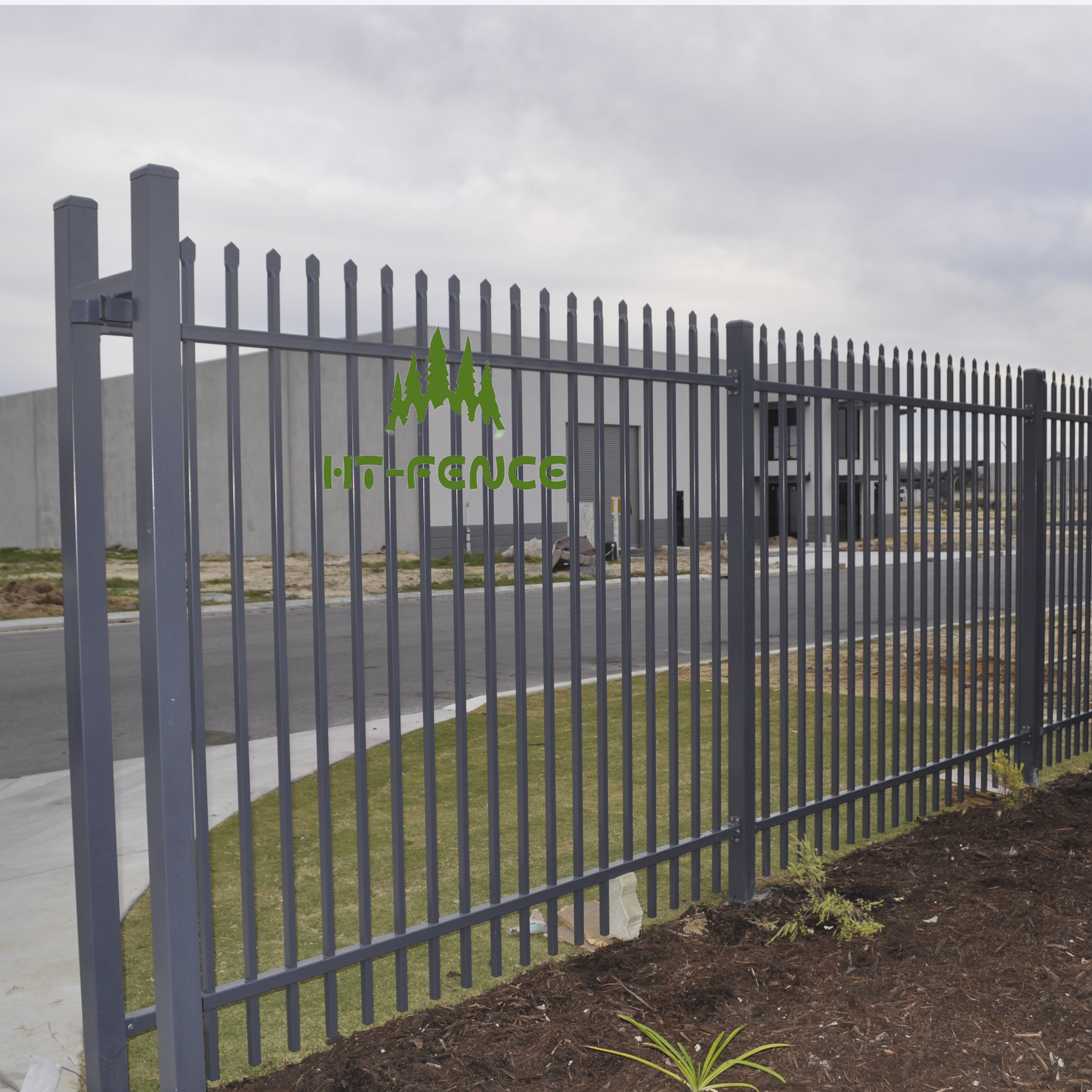 HT-FENCE Modern Galvanized And Powder Coated Steel Tubular Fence Design Philippines