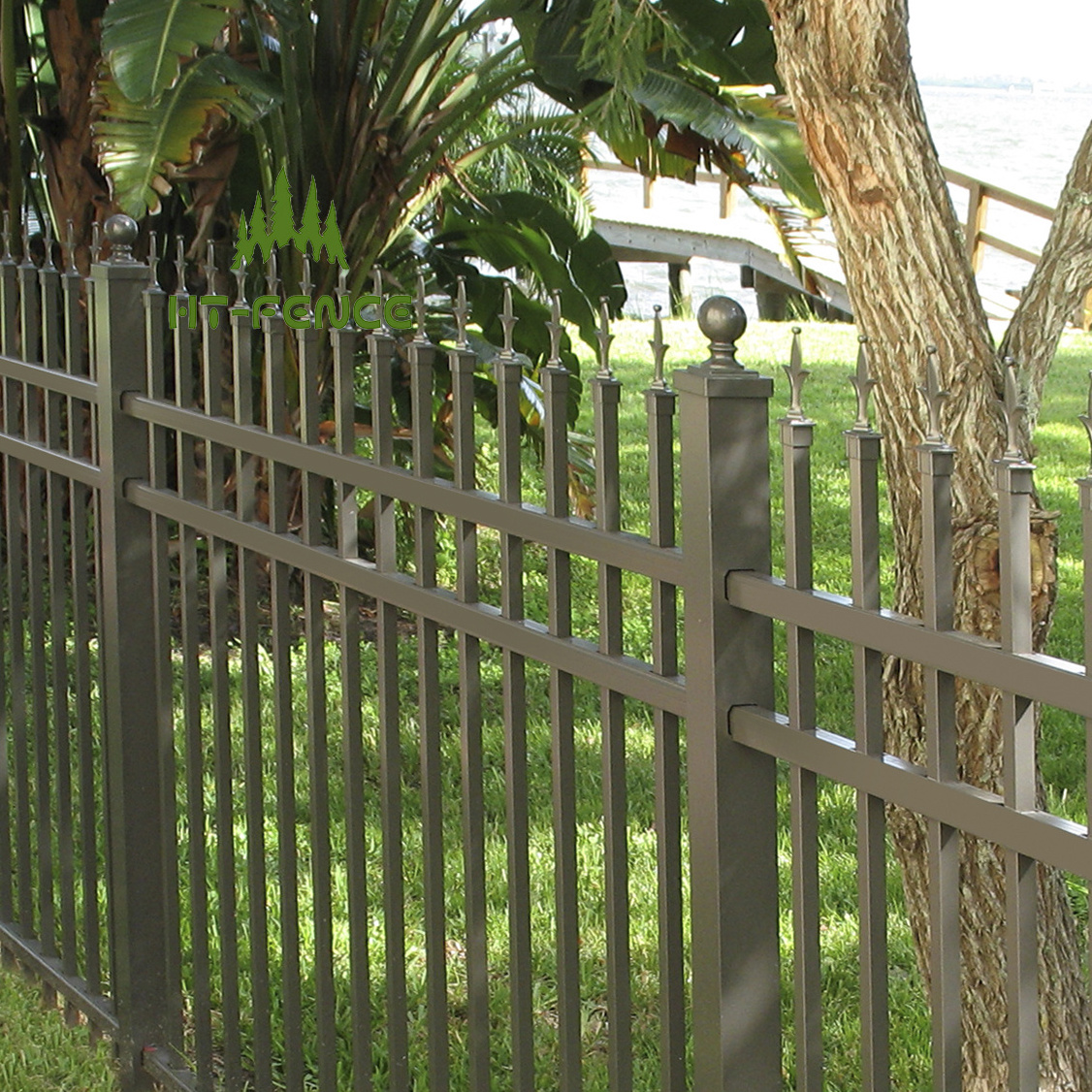 HT-FENCE Modern Galvanized And Powder Coated Steel Tubular Fence Design Philippines