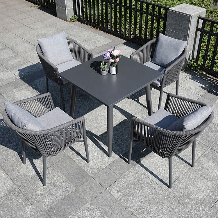 Latest Design Woven Rope Dining Table Chair Outdoor Garden Furniture