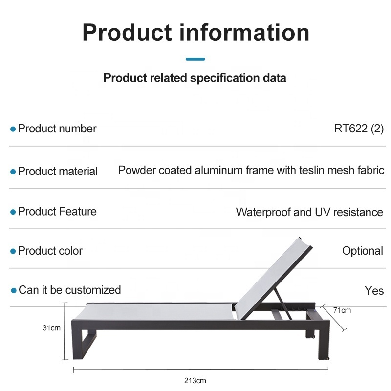 Best Sale Outdoor Sunbed Furniture Garden Patio Aluminum Chaise Sun Lounger in Pool