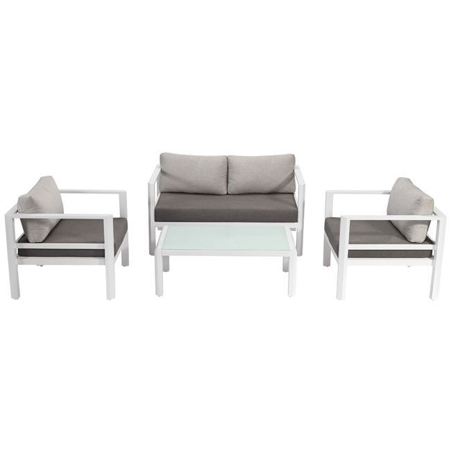 White Aluminum Furniture Sets Modern Designs Luxury Sectional Lounge Hotel Outdoor Beach Garden Corner Sofa