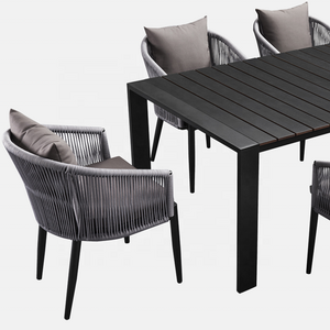 Cheap High Quality Garden Dining Sets Furniture Outdoor Patio Rope Aluminum Table And 6 Chairs