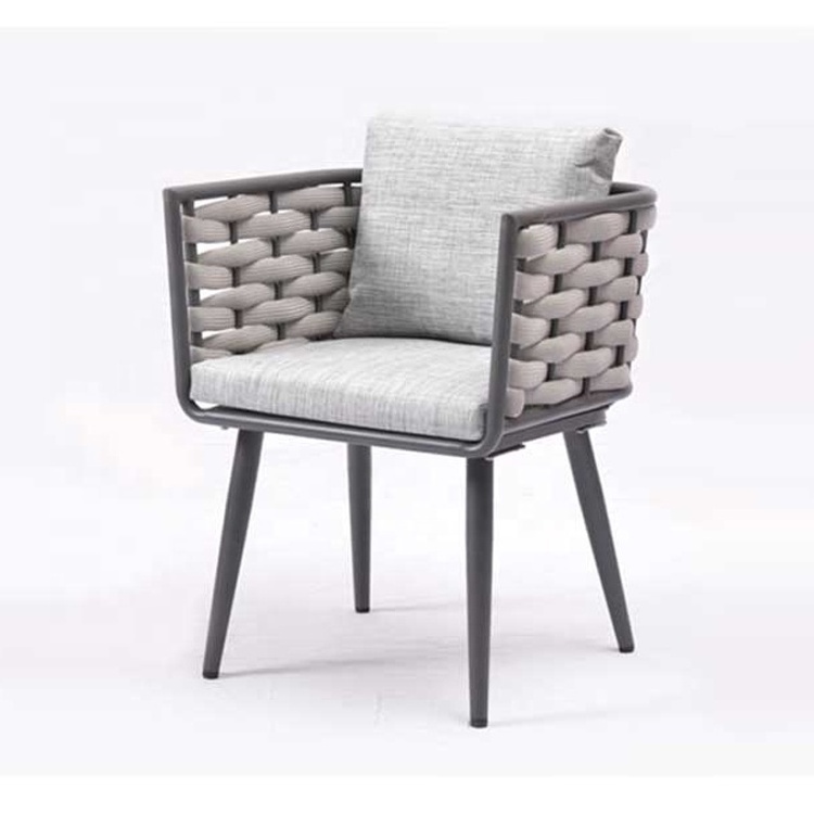 Contemporary Outdoor Furniture Garden Patio Restaurant Aluminum Woven Rope Dinning table and Chairs Set