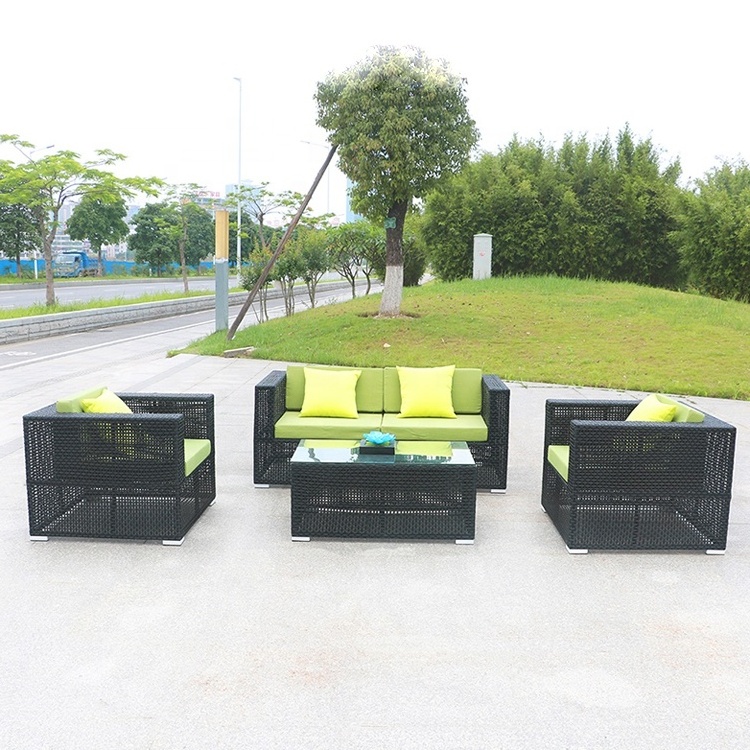 Customized Oem Furniture Modern Outdoor Recliner Sofa Chair Combination Curve Aluminum Garden Rattan Patio Sectional Sofa Set