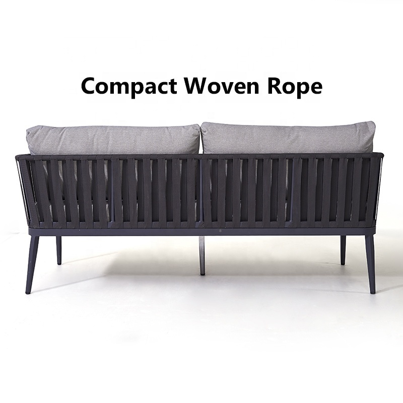 Waterproof Patio Garden Use Aluminium 4 Pieces Leisure Lounge Outdoor Furniture Woven Rope Sofa Set