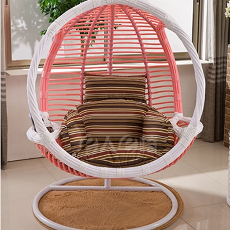 Pink Outdoor Garden Balcony Rocking Leisure Cheap Rattan Egg Hanging Chair Patio Swings