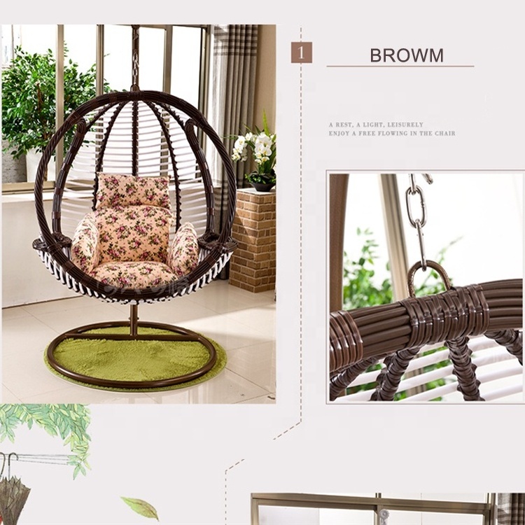 Pink Outdoor Garden Balcony Rocking Leisure Cheap Rattan Egg Hanging Chair Patio Swings