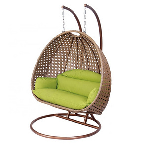 Luxury Modern Hometrends Garden Wicker Furniture Outdoor Patio Rattan Double Hanging Egg Swing Round Chair with Stand