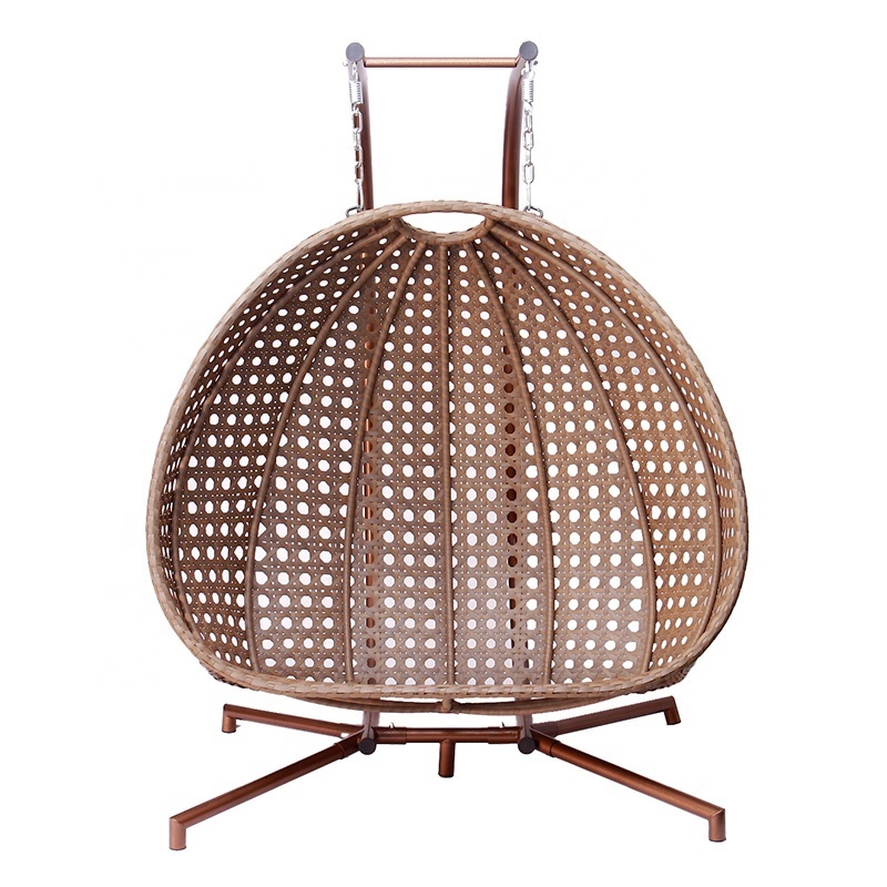 Luxury Modern Hometrends Garden Wicker Furniture Outdoor Patio Rattan Double Hanging Egg Swing Round Chair with Stand