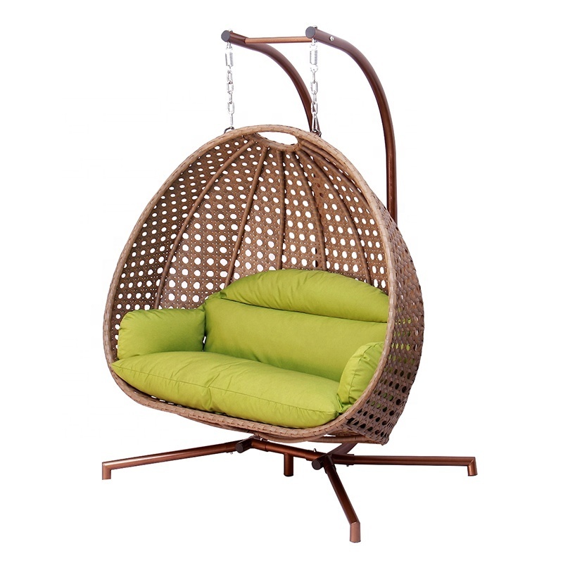 Luxury Modern Hometrends Garden Wicker Furniture Outdoor Patio Rattan Double Hanging Egg Swing Round Chair with Stand