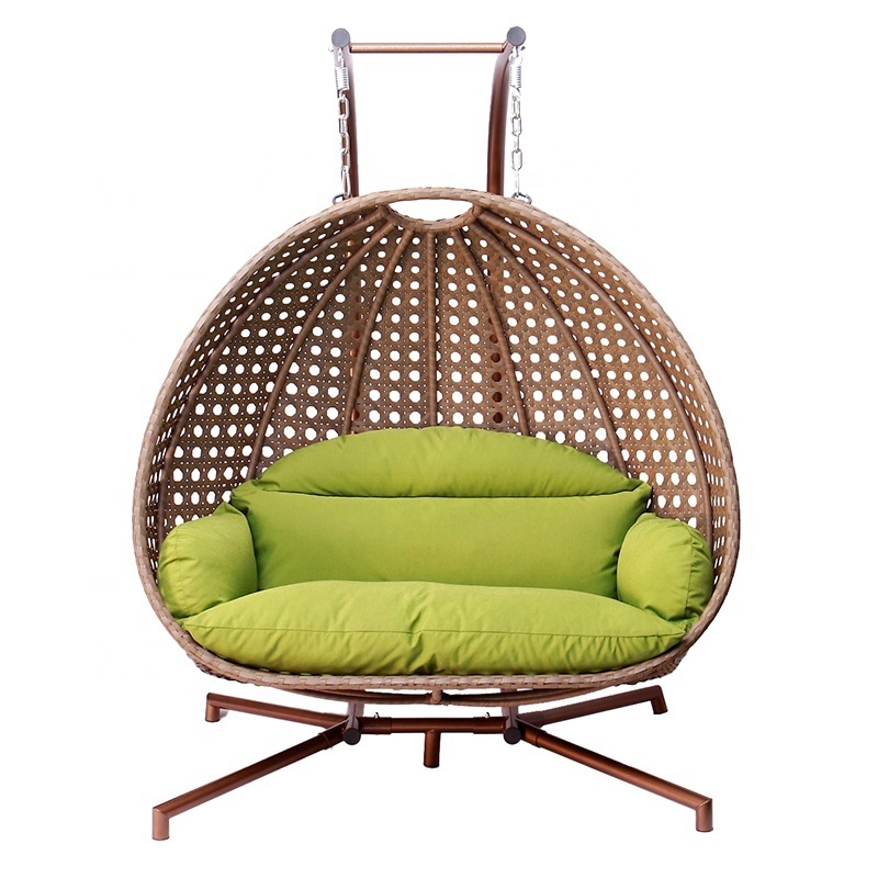 Luxury Modern Hometrends Garden Wicker Furniture Outdoor Patio Rattan Double Hanging Egg Swing Round Chair with Stand