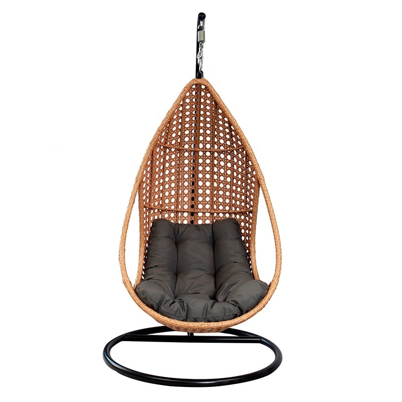 Fashionable Balcony Wicker Furniture Outdoor Patio Rattan Single Swing Chair with Frame