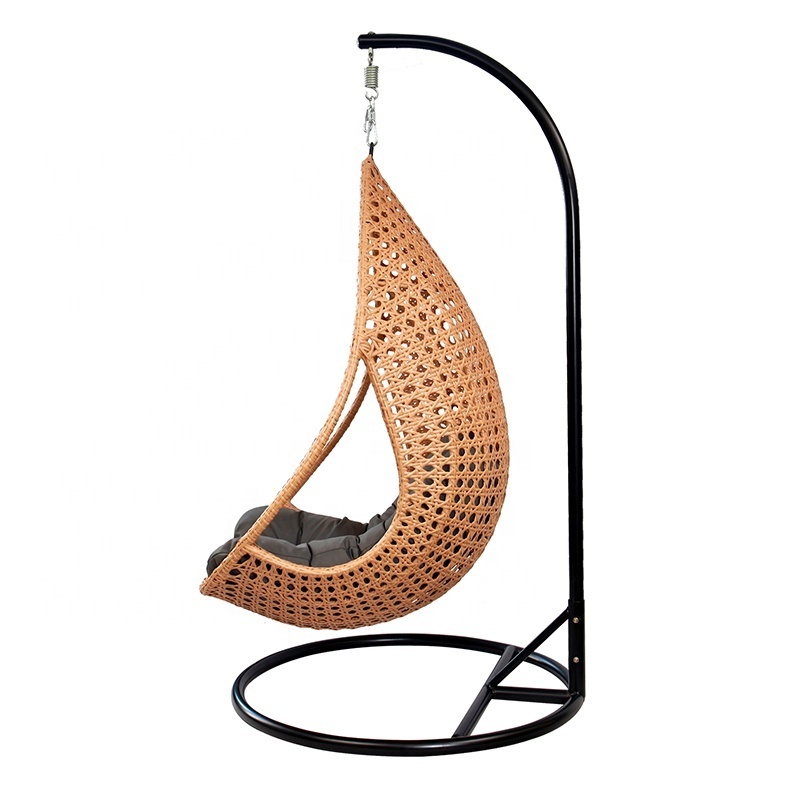 Fashionable Balcony Wicker Furniture Outdoor Patio Rattan Single Swing Chair with Frame