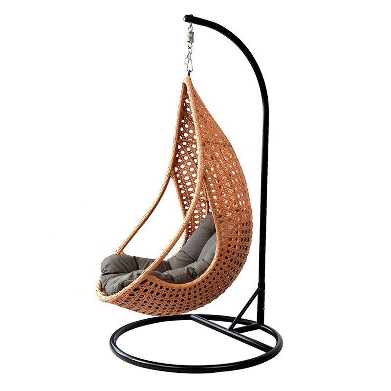 Fashionable Balcony Wicker Furniture Outdoor Patio Rattan Single Swing Chair with Frame