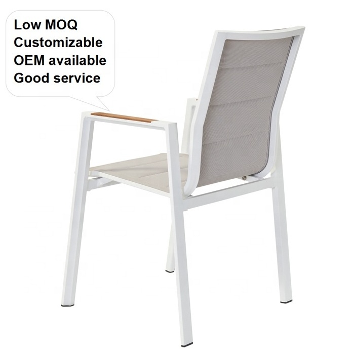 Comfortable Modern White Patio Yard Furniture Outdoor Aluminum Garden Dining Chairs for Restaurant