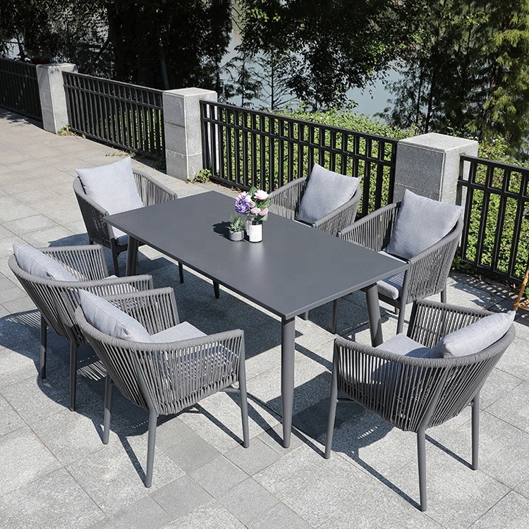 Latest Design Woven Rope Dining Table Chair Outdoor Garden Furniture