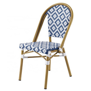 White Blue Wholesale Stacking Patio Furniture Garden Aluminum Bar Set Outdoor Parisian Bistro Chairs