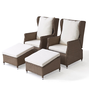 Garden Patio Single Outdoor Lounge Furniture Sofa Set Adjustable Rattan Wicker Leisure Chair With Ottoman